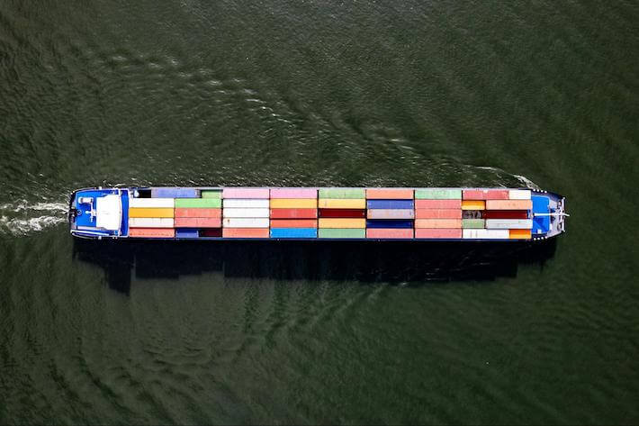 Aerial of a cargo ship